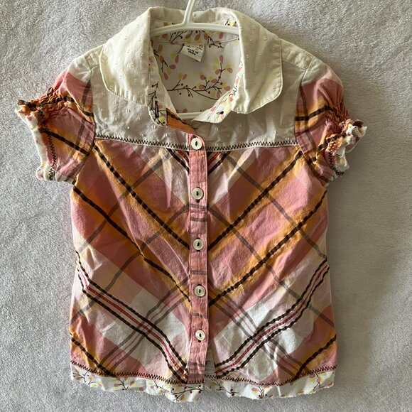 Old Navy 3T Toddler Button-Up Shirt | Pink & Orange Plaid Floral | GUC - Picture 16 of 16